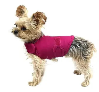 Brown brocade cotton dog anxiety tank top for separation anxiety relief on canine