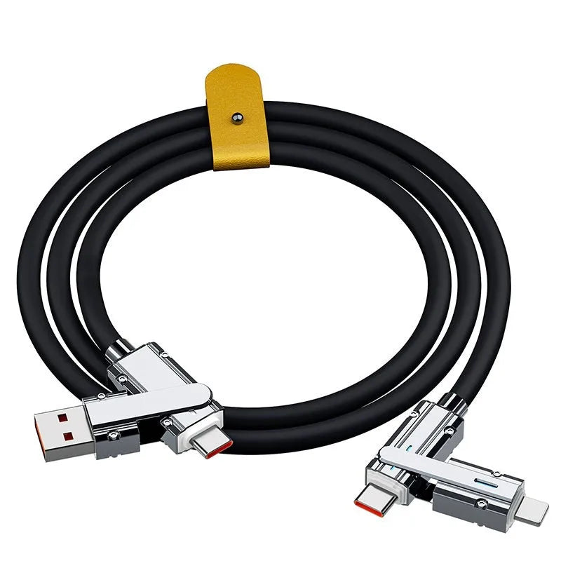 Orange fast charge mobile phone charging cable with zinc alloy connector, 1m length