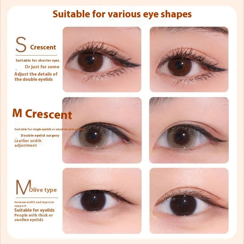 Roll of invisible lace double eyelid stickers in Crescent and Olive shapes, 120 count.
