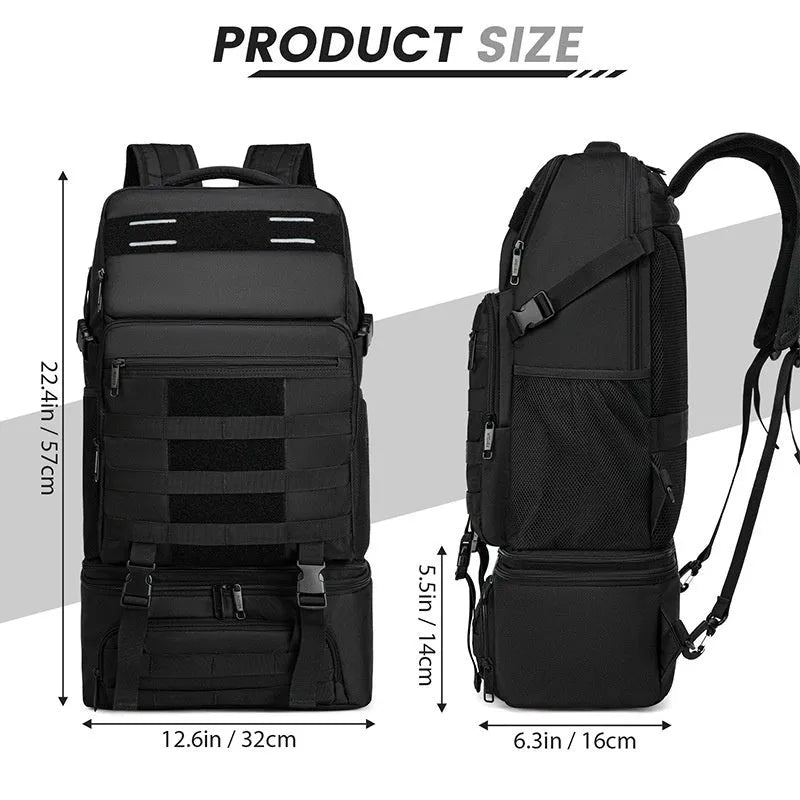 Black polyester Oxford cloth oversized casual outdoor backpack with air cushion shoulder strap