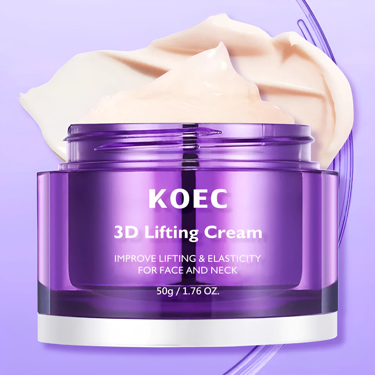 KOEC 3D Lifting Cream 50g moisturiser in white tub for firming and hydrating face and neck skin