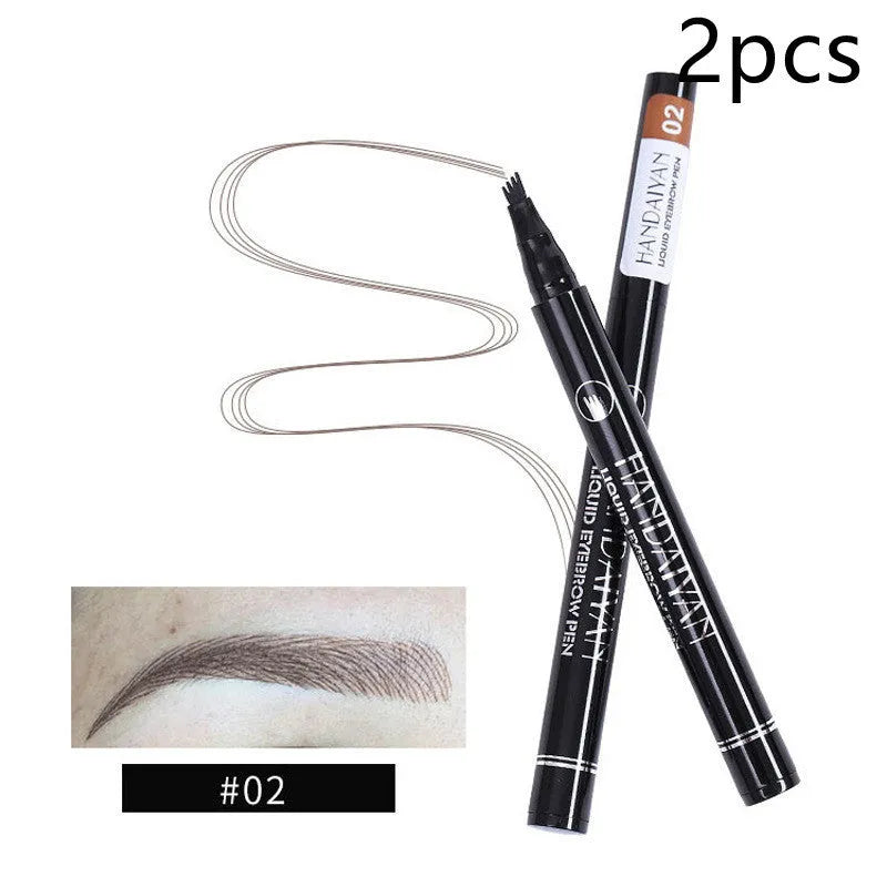 Four-head eyebrow pencil in black with colour options: light coffee, gray coffee, brown, dark brown