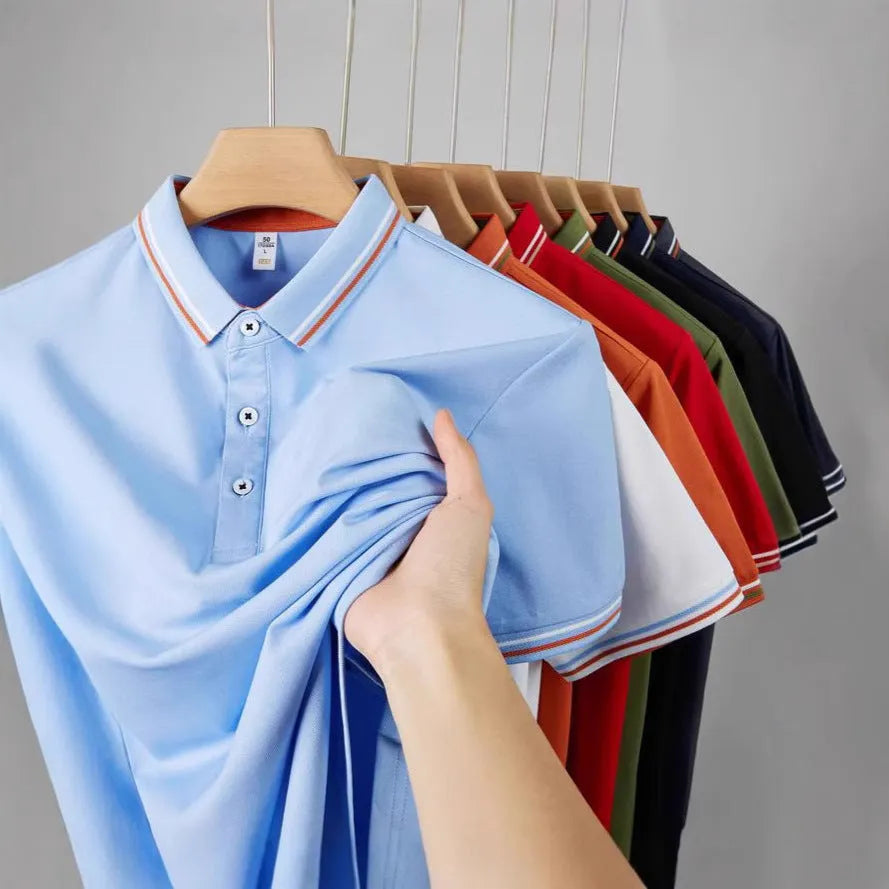 Polo cotton workwear with collar and short sleeves in slim fit, cotton blend fabric, multiple colours