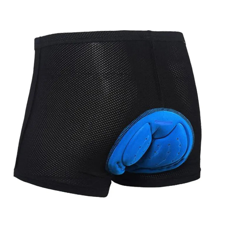 Black breathable mesh Lycra cycling underwear shorts with silicone element, Asian sizes S to 3XL, waist 74-123cm.