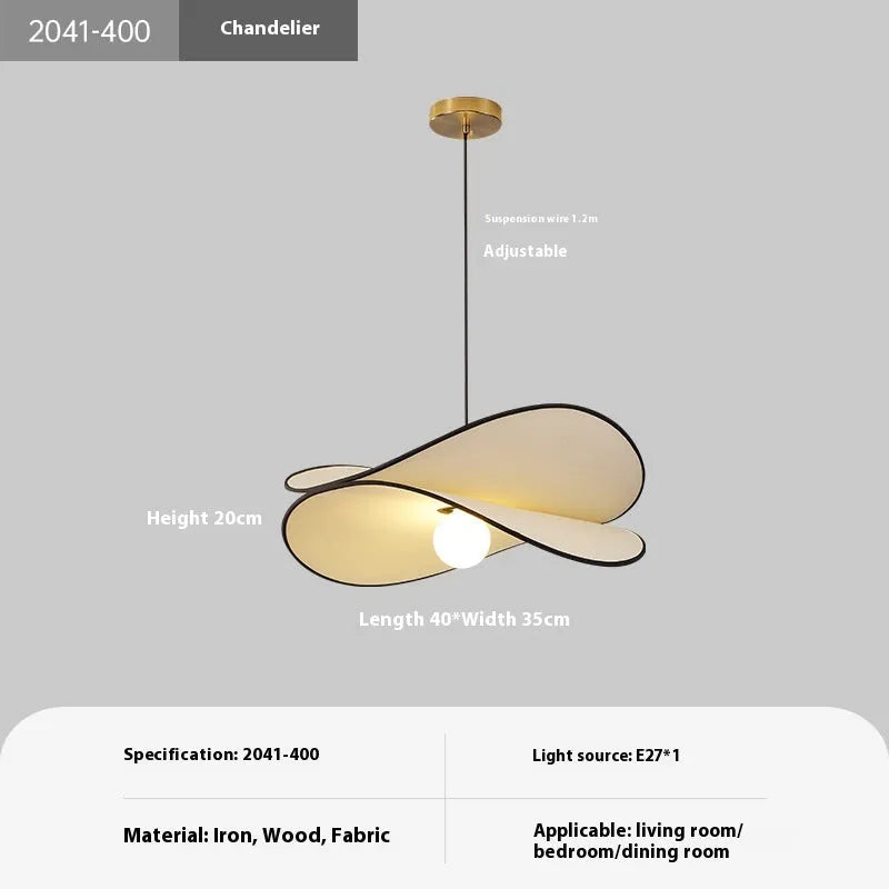 French style artistic chandelier pendant light with fabric potato chip shade in modern simplicity design