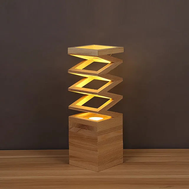 Creative solid wood table lamp European style with large 120x120mm base and 12cm height in US style solid wood colour