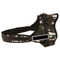 Adjustable acrylic dog chest harness with big collar, sizes S to XXL, in black, grey or green camouflage, or red