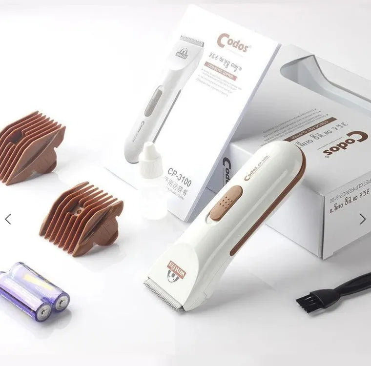 White pet electric hair clipper with ceramic blade for pet grooming