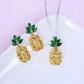 Crystal pineapple earrings and necklace set in 925 sterling silver geometric design