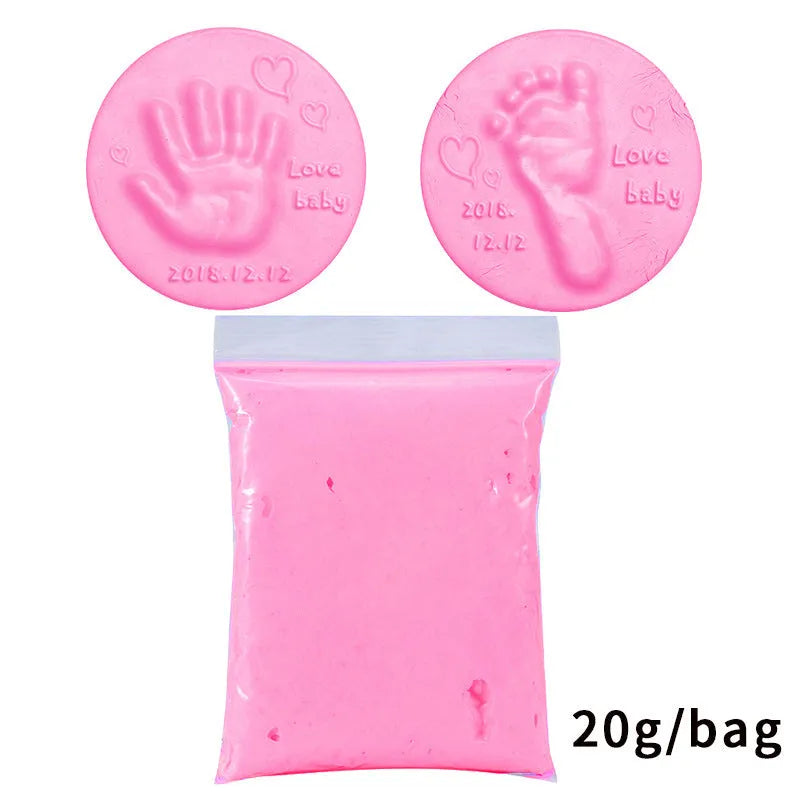 Baby handprint footprint clay kit with 20g soft non-toxic moulding paste in multiple colours