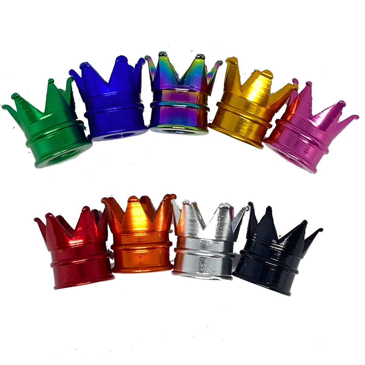 Creative Crown aluminium alloy valve caps, 1.7cm x 1.6cm, 4PCS set in ten colours for tyre valve protection