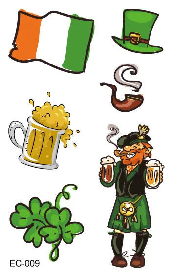 St. Patrick's Day clover tattoo sticker paper for children's face decoration measuring 120 × 75mm