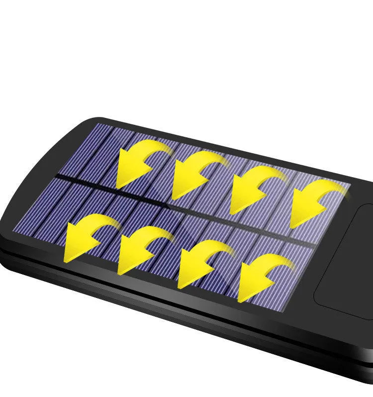 Black solar-powered outdoor motion sensor light with solar panel