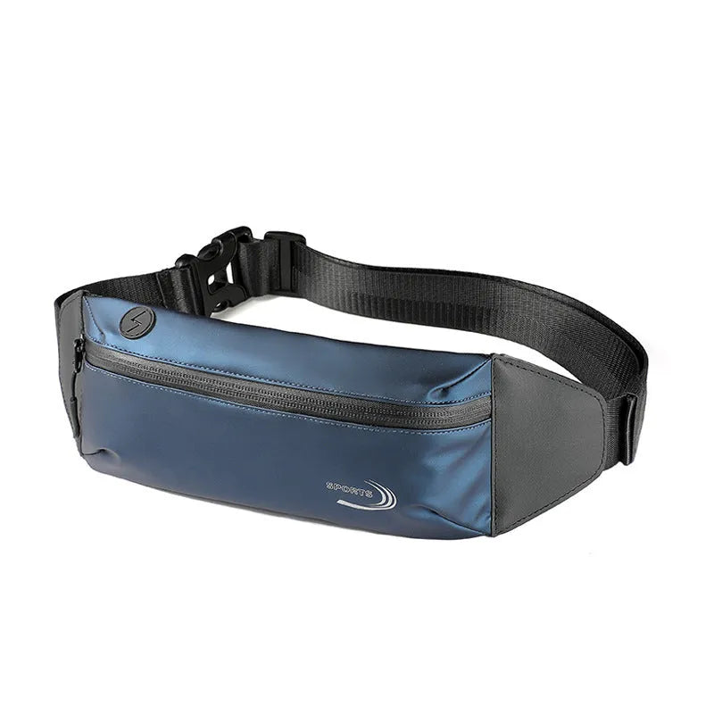 Men's black waterproof waist bag made from Derm Oxford polyester for sports.