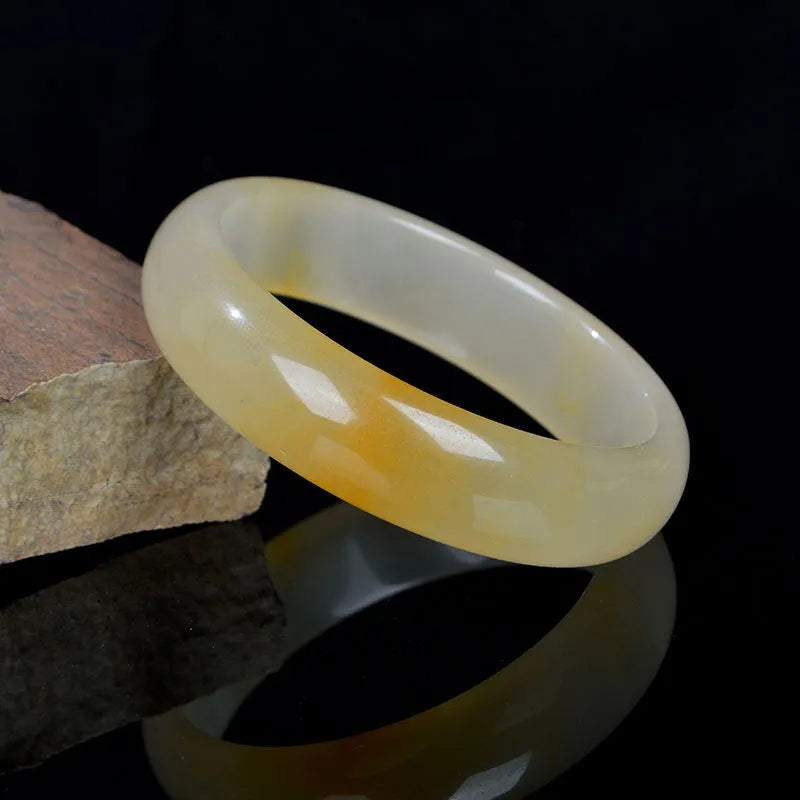 Natural light jade bracelet for women in Chinese style with polished surface