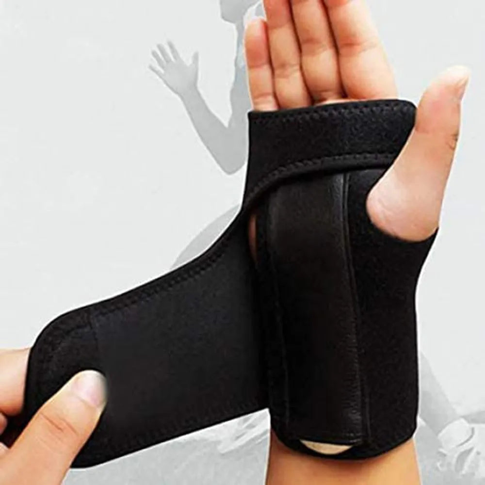 Black polyester fibre wrist guard for outdoor sports, adult size, left or right hand option