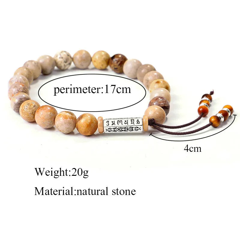 Handmade stone bead bracelet in wood colour with European retro design