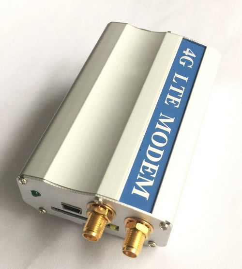 White SIM7600CE 4G LTE module with RS232 and USB ports, 30x30mm size