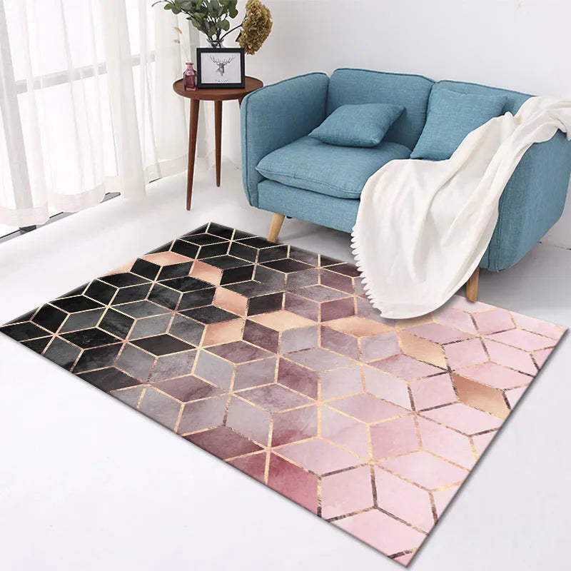 Home crystal velvet carpet in rectangular shape with machine-woven polyester surface and multiple size options