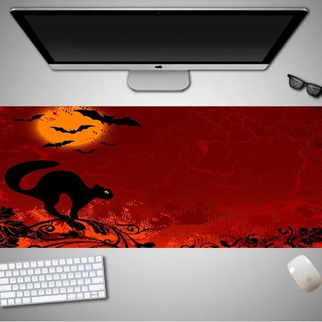 Oversized Halloween mouse pad with spooky design on rubber cloth material