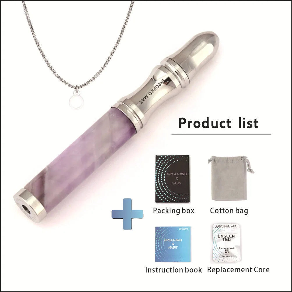 Natural stone crystal respirator necklace pendant in sport style with six colour options including amethyst