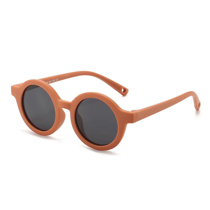 Children's round frame polarised sunglasses with UV400 protection for 0-3 year olds in various colours