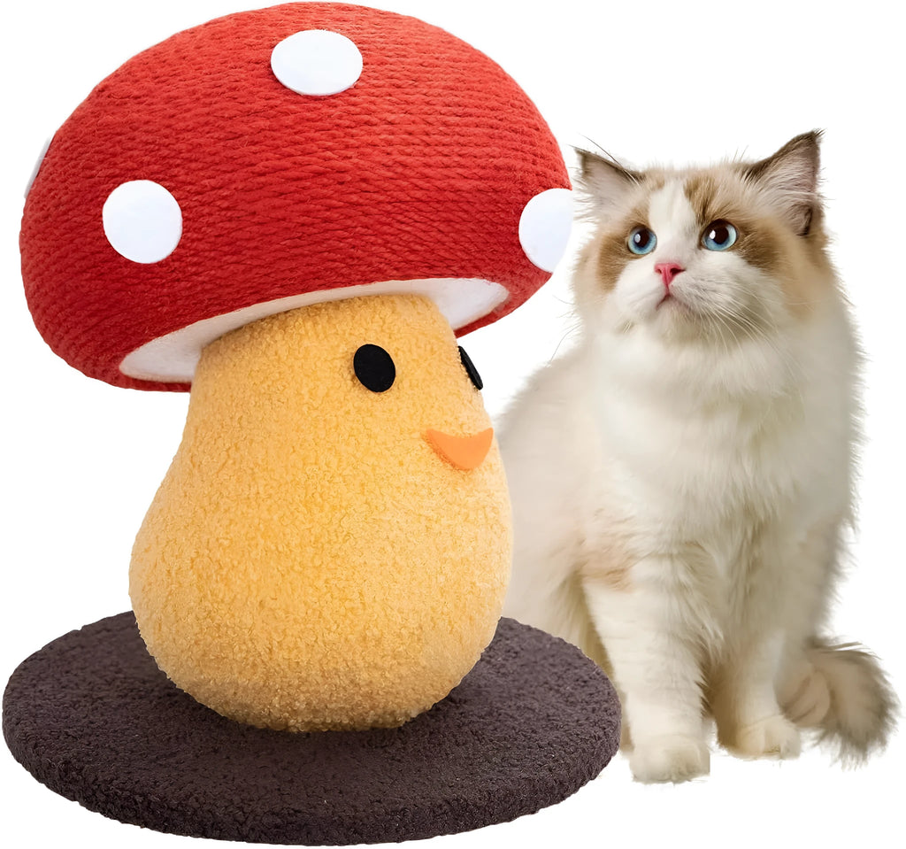 Foldable accordion design cat scratcher board with mushroom lounge in cardboard construction