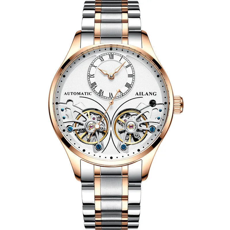 Seiko automatic men's watch with tourbillon and moon phase complications on wrist