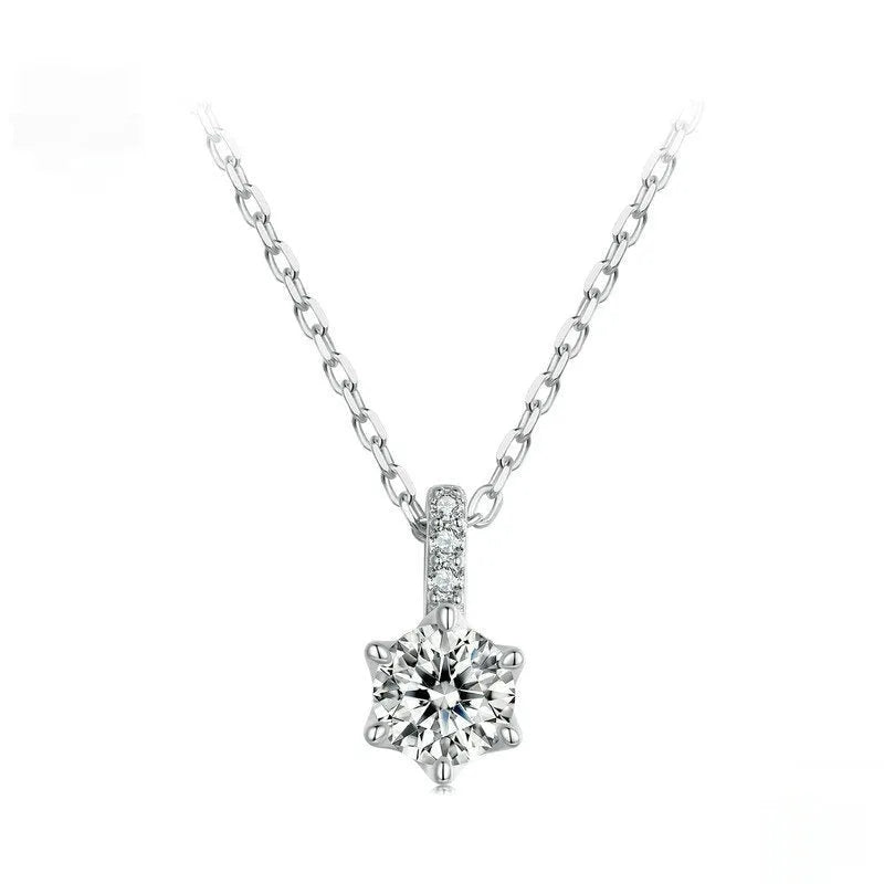 Shining moissanite starry sky pendant necklace in 925 silver with O-ring chain, adjustable 41-50cm