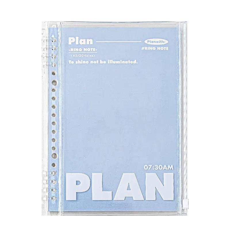 A5 PVC notebook storage can in blue colour showing dimensions of 148mm by 210mm