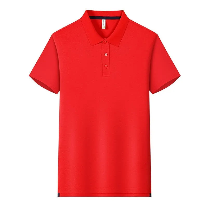190g Tianshu cotton blend solid colour polo shirt in bean green with short sleeves and regular fit