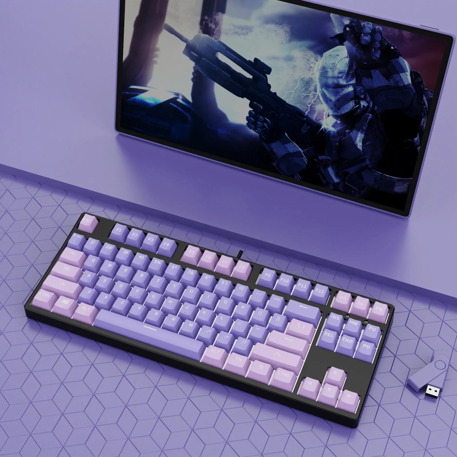 87-key wired mechanical keyboard with two-colour backlighting and hot-swappable switches