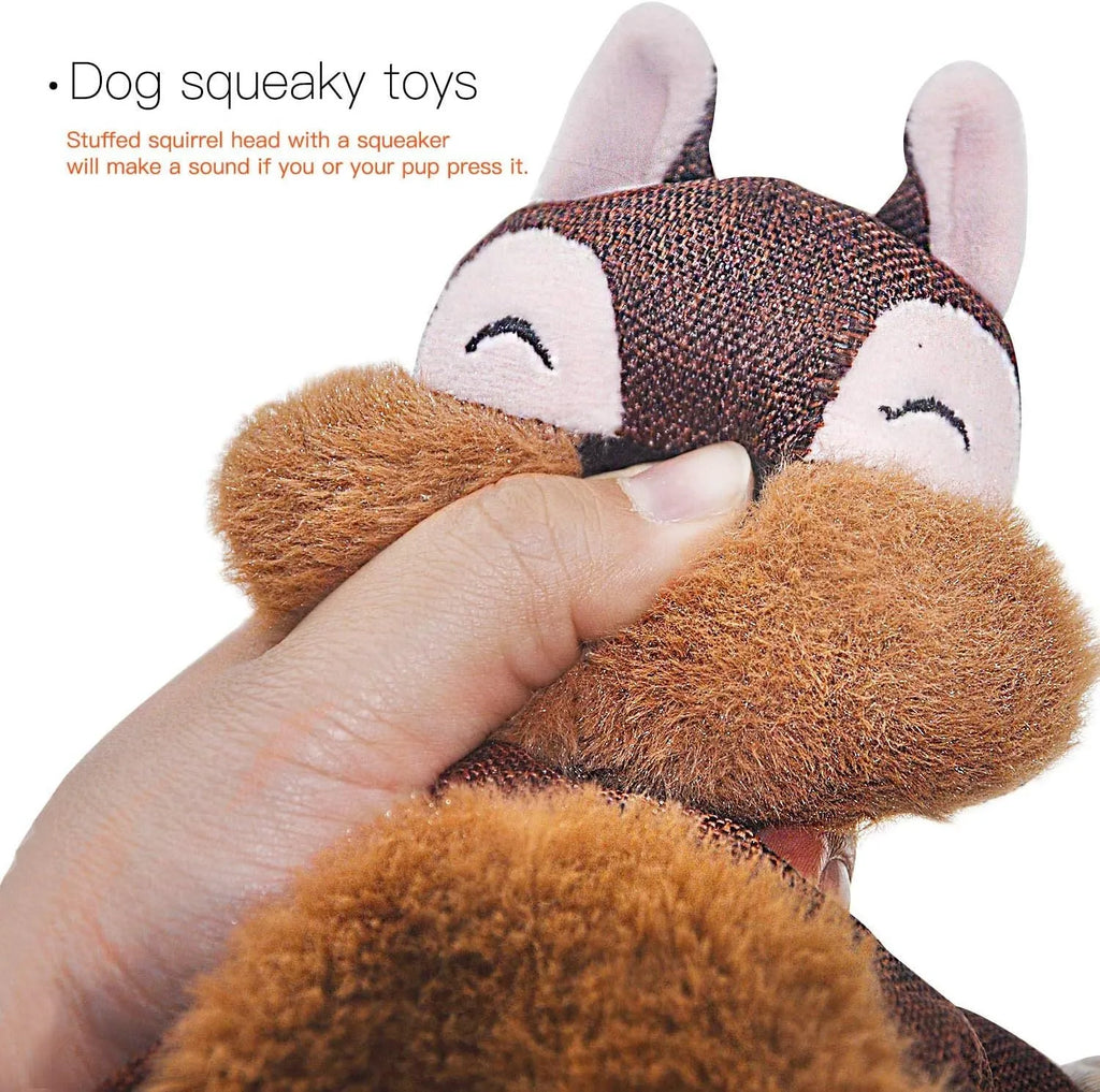 Brown stuffless plush fox dog toy with embroidered eyes, cotton rope arms and legs