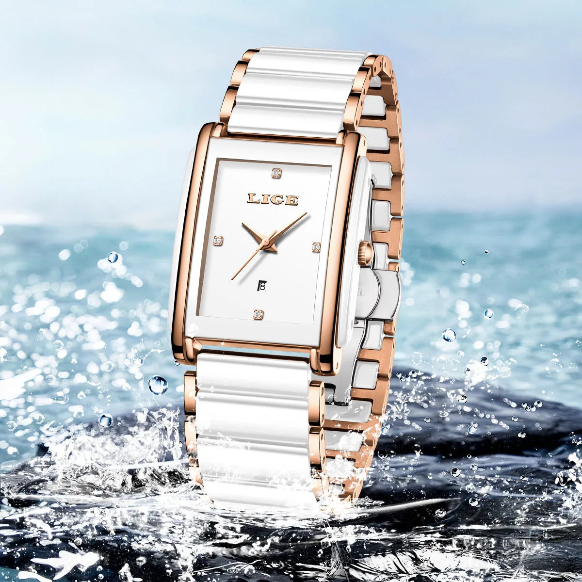 Ceramic stainless steel couple watch antique style quartz 10mm silver black