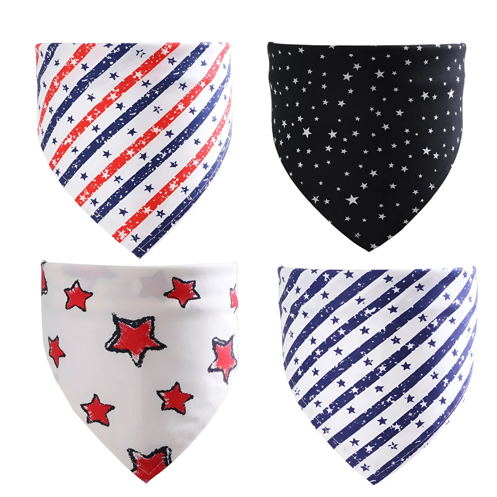 Pet cotton triangle scarf in blue strips, 43x43x63cm, single-layer woven twill saliva towel for cats and dogs
