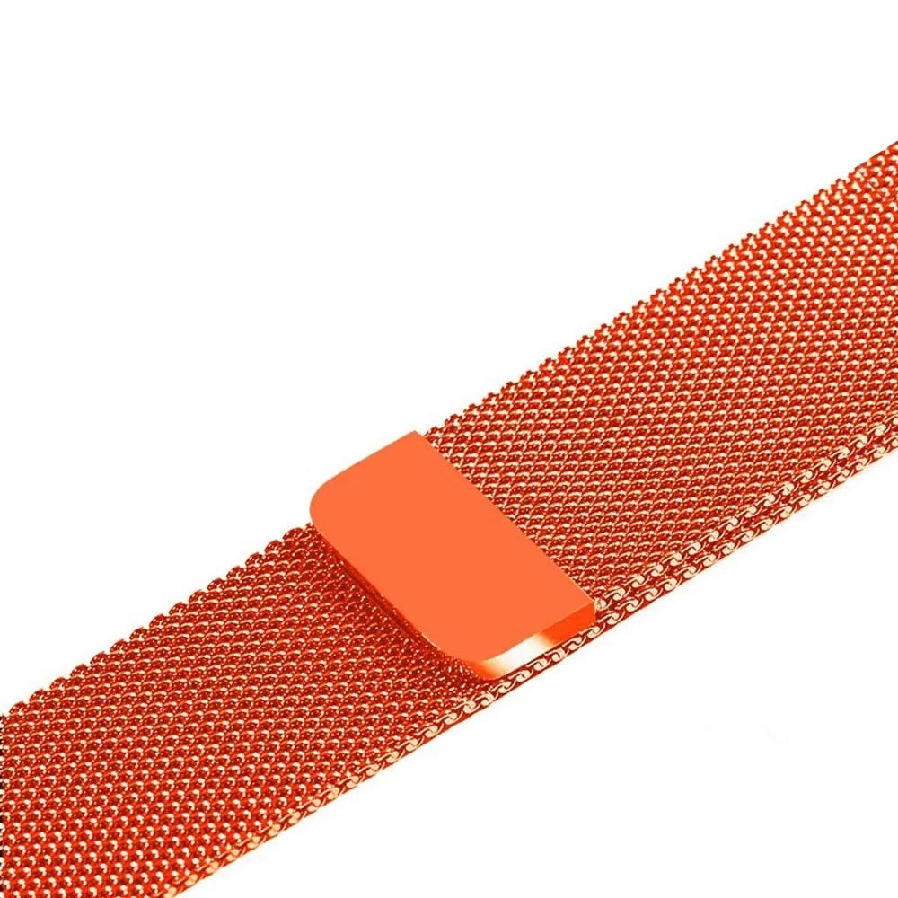 Stainless steel watch strap in silver, shown fitting a watch with a 42mm case.