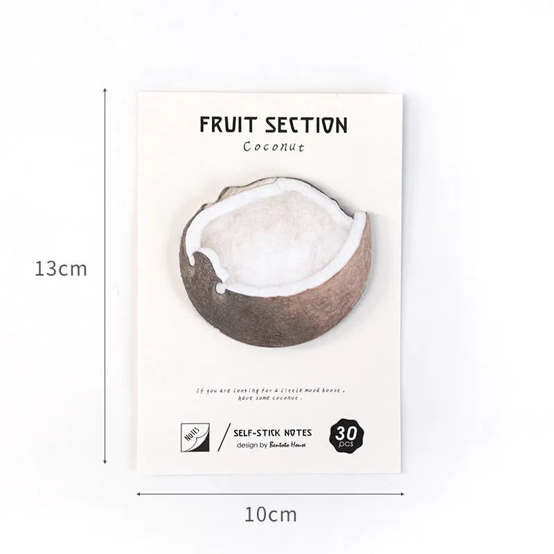 Fruit series notepaper pad with 30 sheets of thick special paper in Avocado, Coconut and Melon colours