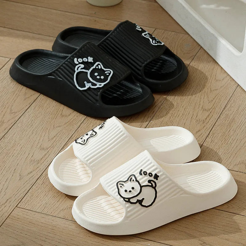 Women's cat design thick platform slippers in various colours with non-slip EVA soles