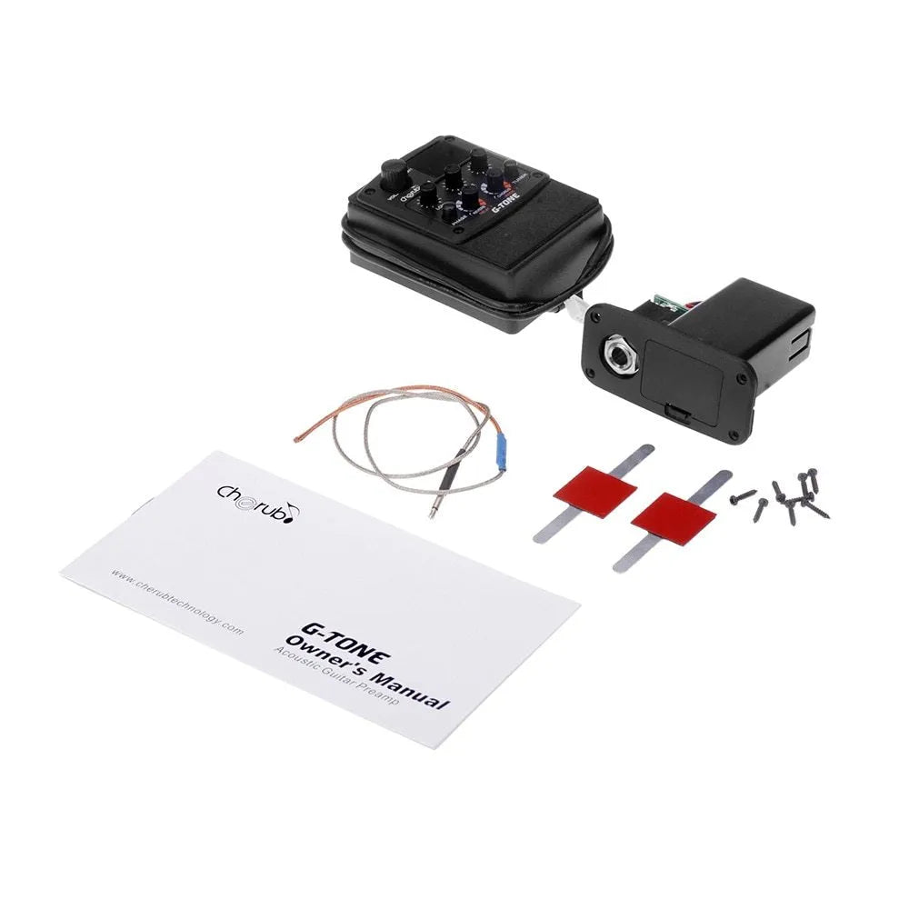 Black Cherub GT-6 acoustic guitar EQ and effects unit for soundhole mounting