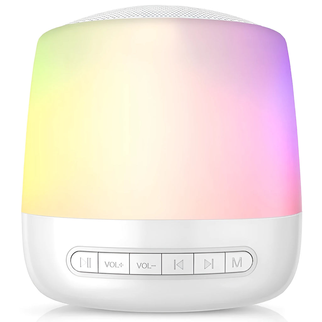 Silver Baby Rest Sound Machine with touch-control mood light and 28 non-looping sounds