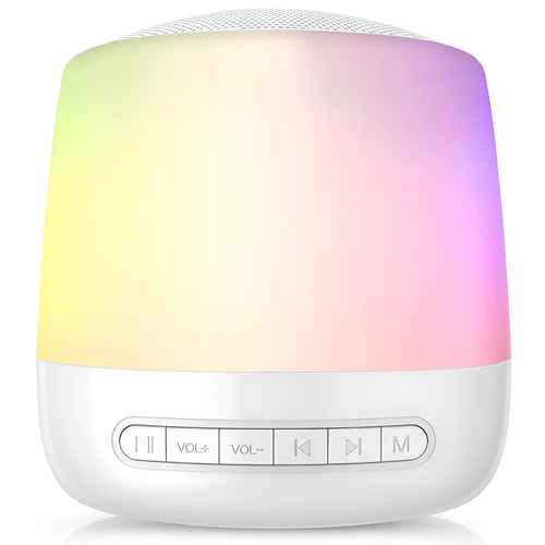 Silver Baby Rest Sound Machine with touch-control mood light and 28 non-looping sounds