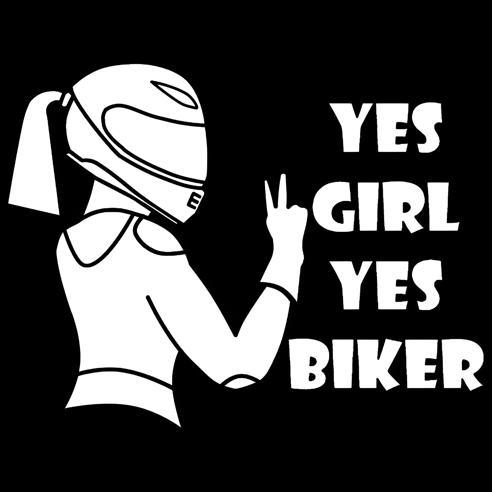 Cool girl rider character car sticker in 16cm × 15cm size with waterproof PET material