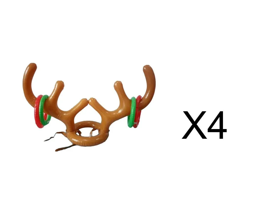 Inflatable reindeer antler hat ring toss game with 80cm antlers and 20cm PVC throwing rings for Christmas party