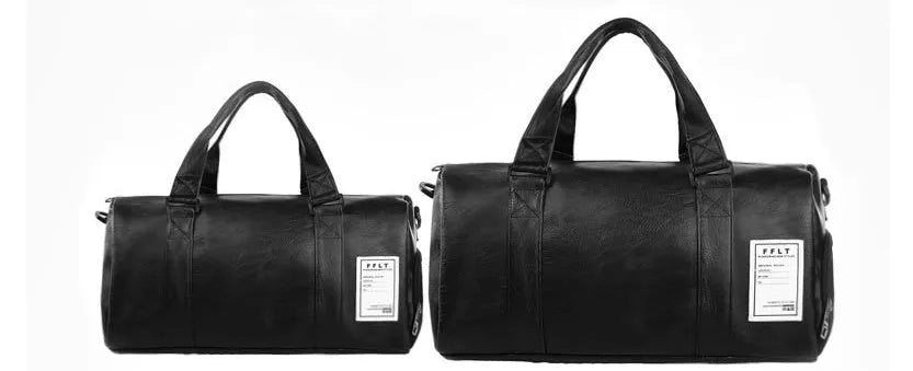 Black waterproof sports fitness bag with separate shoe compartment and diagonal shoulder strap.