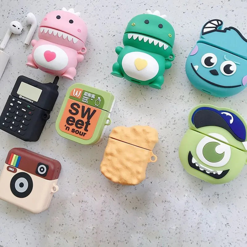 Cartoon animal design silicone protective case for Apple AirPods 1st and 2nd generation