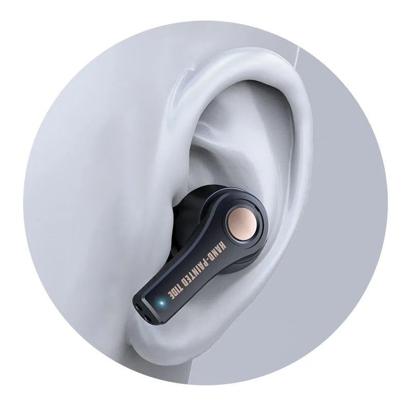Black wireless Bluetooth headset showing over-ear design with adjustable headband
