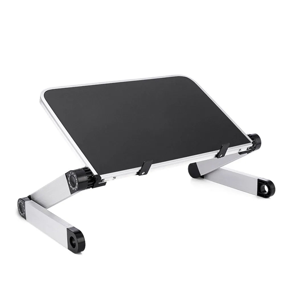 Foldable laptop stand in aluminium alloy and MDF, black and white option, with adjustable angle