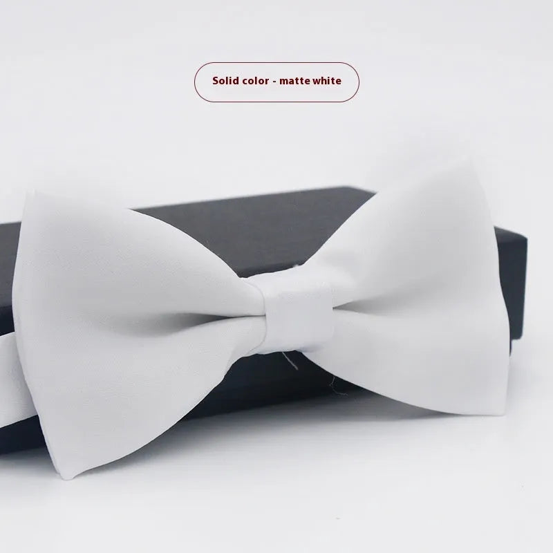 Solid colour flat head polyester bow tie for formal wear and weddings