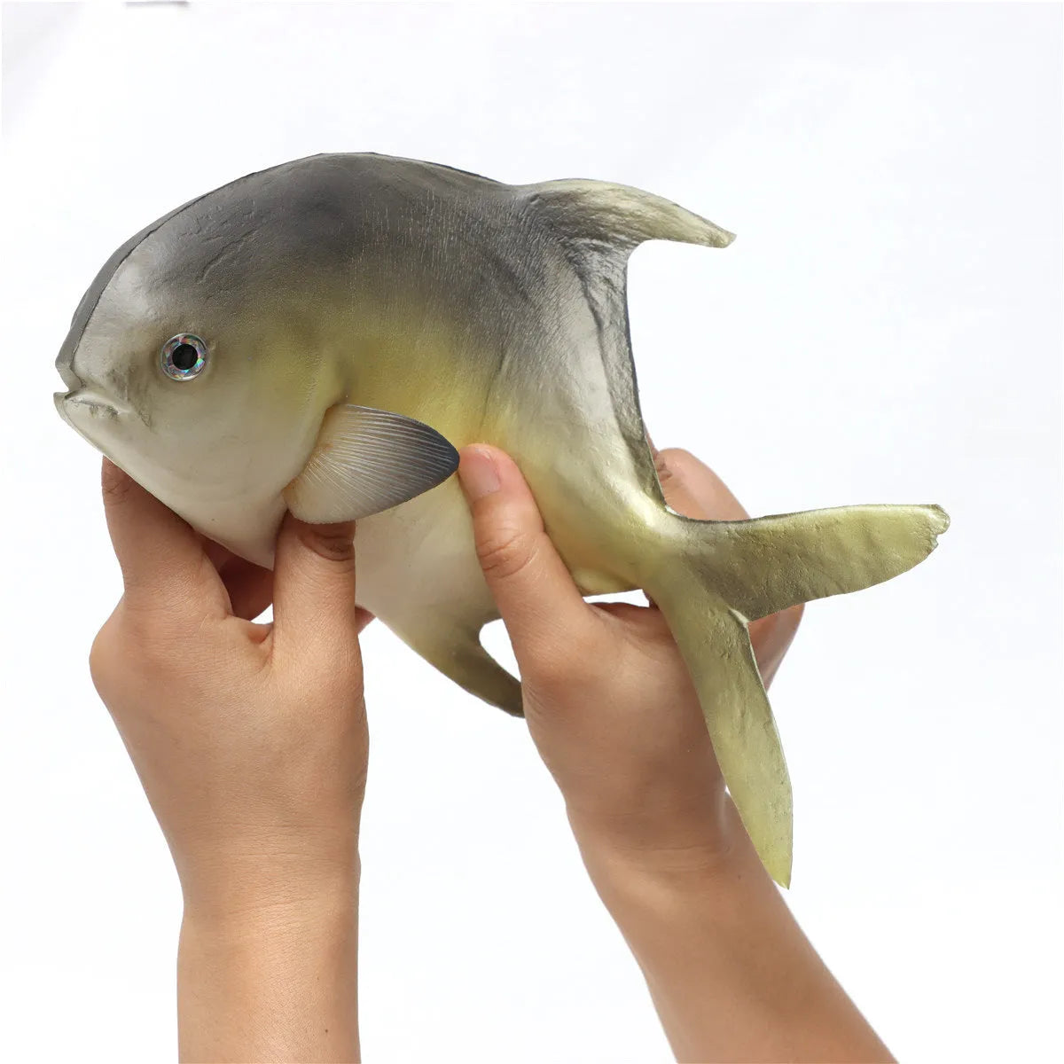 Set of four colourful PU simulated fish model ornaments including tuna and flower fish on a white background.