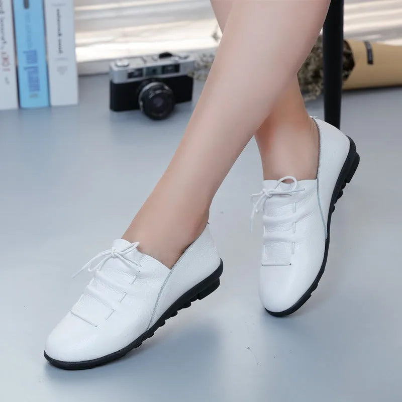 Women soft sole leisure shoes in white with non-slip tendon sole, available in sizes 35 to 41